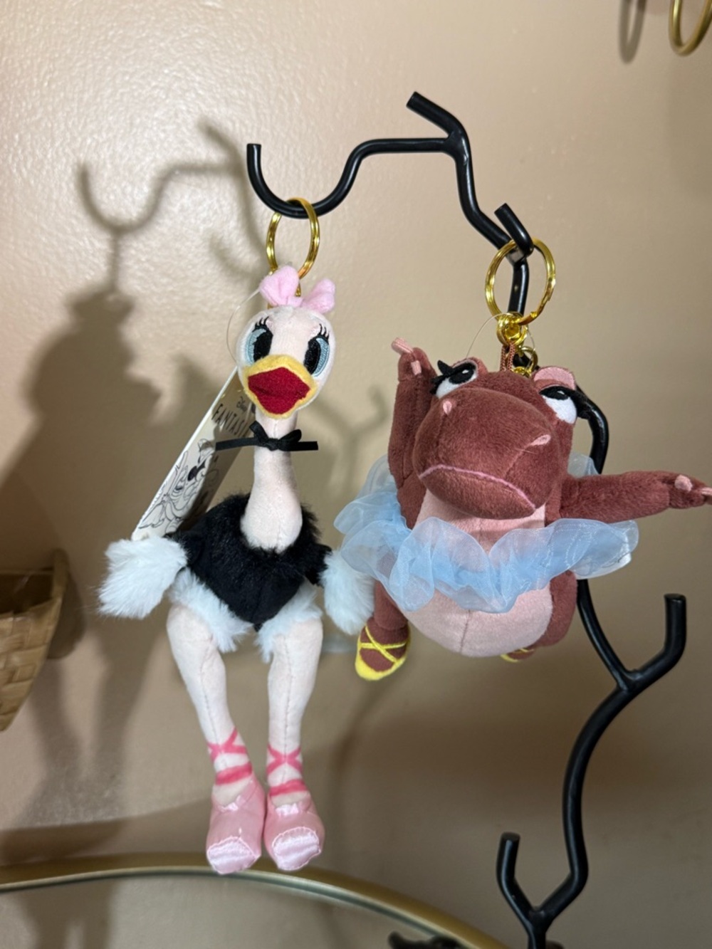 Tokyo Disney 2 Hyacinth Hippo plush Keychain + Madame Upanova Ostrich